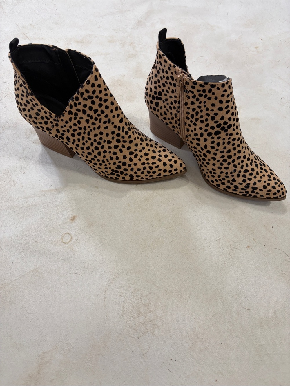 Qupid Tan Leopard Print Pointed Ankle Booties